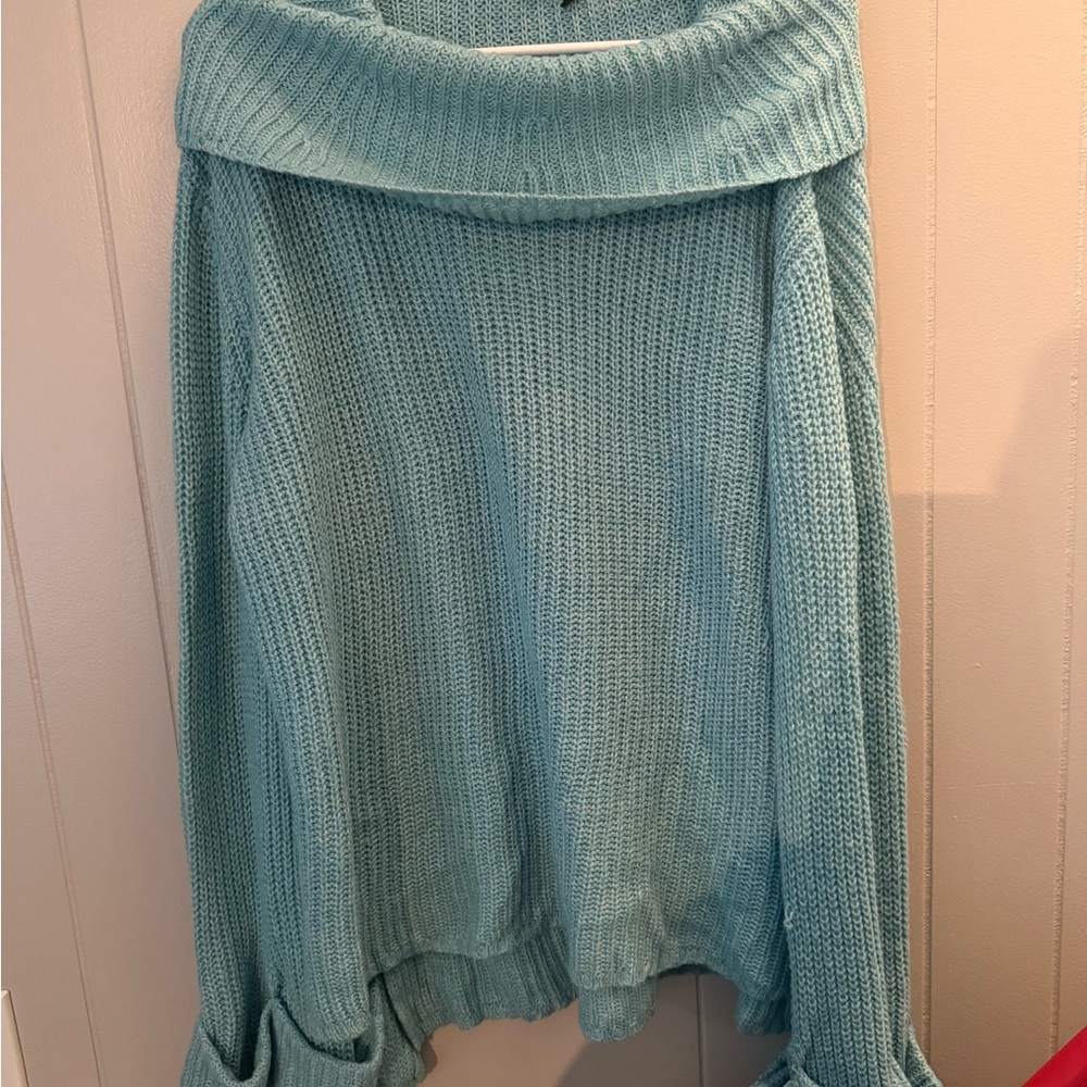 Lane Bryant Teal Off-Shoulder Sweater